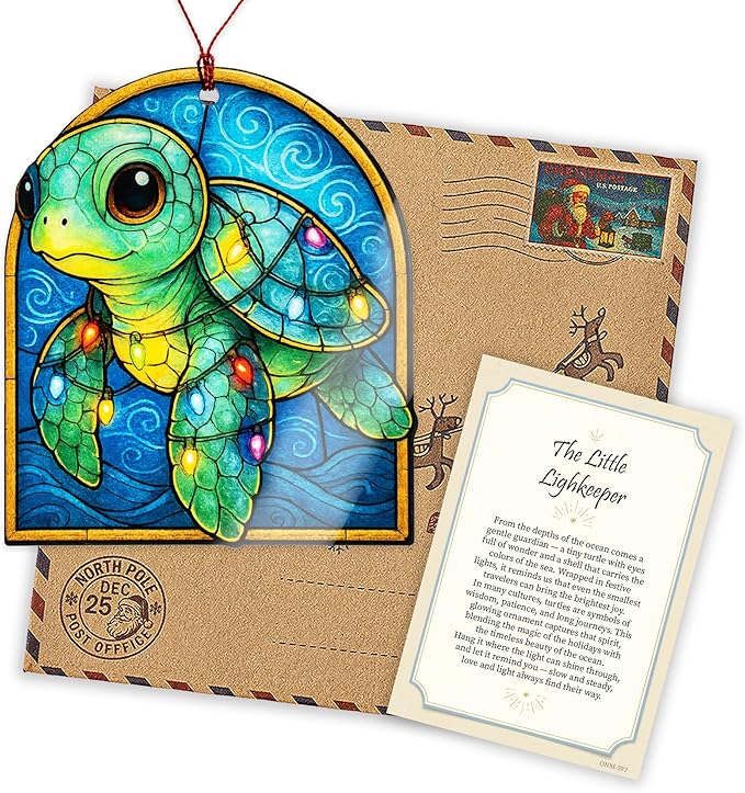 Turtle Gifts, sea Turtle orrnament,Gift for Women, Beach Gift, Coastal Gifts, Christmas Ornament 2025, Suncatcher Effect Stained Glass Window Hanging, car Hanging Accessories