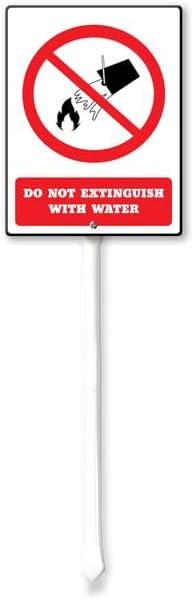 Do Not Extinguish With Water Yard Sign with 11.6Inch Metal Stake, 8" x 12", Rustproof Aluminum Sign Garden Sign Lawn Art, Set of 1