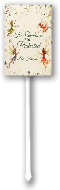 Uptell This Garden is Protected By Fairies Yard Signs with Stakes Aluminum Sign for House/Front Door Outdoor Decoration,Weather Resistant 8x12 Inch