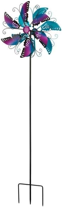 Regal Art & Gift Butterfly Wind Spinner – Metal Yard Decorations Outdoor | Kinetic Garden Spinner for Lawn, Pathway, or Flower Bed | Weather-Resistant Outdoor Sculpture - 70 Inch