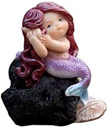 Miniature Garden Mermaid Fairy Figurine- Listening Mermaid on Reef Statue