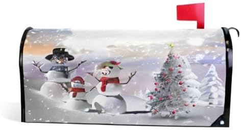 WOOR Christmas Tree and Snowman Winter Magnetic Mailbox Cover Snowflakes MailWraps Garden Yard Home Decor for Outside Standard Size-18"x 20.8"