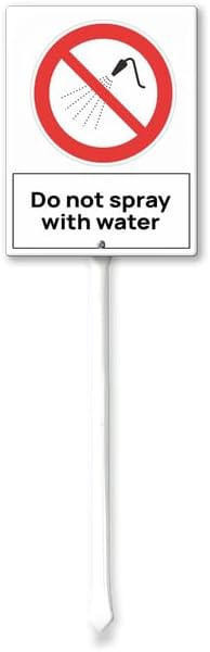 Do Not Spray With Water Yard Sign with 12.8Inch Metal Stake, 7" x 8.8", Rustproof Aluminum Sign Garden Sign Lawn Art, Set of 1