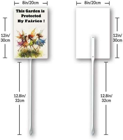 Uptell This Garden is Protected By Fairies Yard Signs with Stakes Aluminum Sign for House/Front Door Outdoor Decoration,Weather Resistant 8x12 Inch