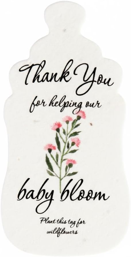 Baby Bottle Shaped Seed Paper – 15Pcs Pink Baby Shower Favors for Guests with Wildflower Seeds, Writable & Plantable, Gender Reveal, Birthday Gifts for Guest
