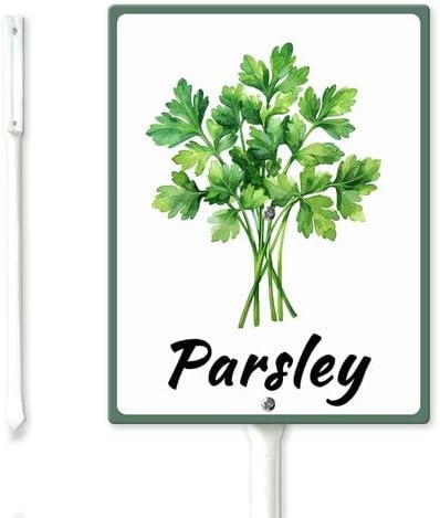 FemiaD Plant Label Signs Planted Herb Garden Markers Waterproof Aluminum Plant Stake Tags Parsley Sign for Nursery Indoor Outdoor Garden Decoration 7x8.8inch