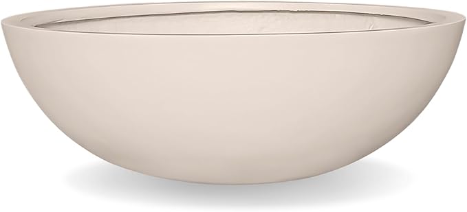 6.9"H x 19.7"D Round Bowl Fiberstone Planter for Succulent and Lotus - Christmas Tree Planter, Weather Resistant for Indoor & Outdoor Use, 2 Extra Coco Mats (Kilim Beige, 17.9" Pot Opening)