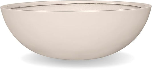 7.7" H x 22" D Round Bowl Fiberstone Planter for Succulent and Lotus - Christmas Tree Planter, Weather Resistant for Indoor & Outdoor Use, 2 Extra Coco Mats (Kilim Beige, 19.9" Pot Opening)