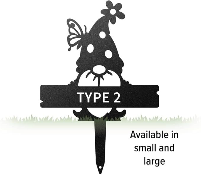 RealSteel Customizable Gnome Seed & Plant Markers – Durable Metal Garden Stakes for Herbs, Fruits & Vegetables – Weatherproof Tags for Farmhouse & Greenhouse Décor (Type 2, Large)