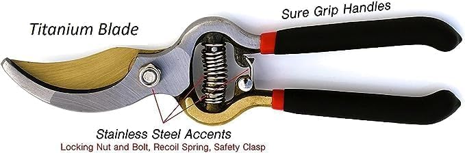 Garden Guru Indestructible Titanium Garden Clippers Professional Bypass Hand Pruner Pruning Shear with Comfort Grip Handles for Gardening Trimming and Yard Work Hardened Steel & Titanium Blade(4 Pack)