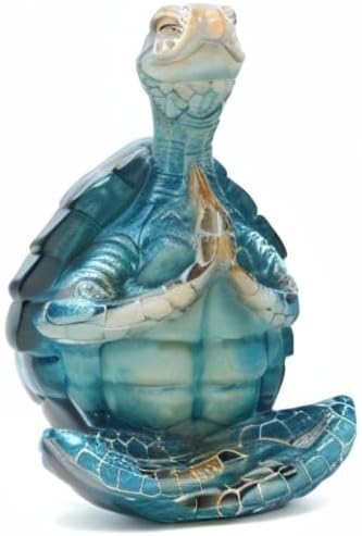VVGIFTS Sea Turtle Meditation Yoga Decor, Garden Figurine Sea Turtle Meditating Coastal Beach Decorations, Zen Yoga Resin Statue for Home Office Decorations (Put The Palm Together)