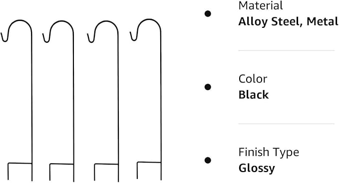 Ashman Shepherd's Hooks 35 Inch (30 Per Pack), Black, Made of Premium Metal for Hanging Solar Lights, Bird Feeders, Mason Jars, Christmas Lights, Lanterns, Garden Stakes and Wedding Décor.