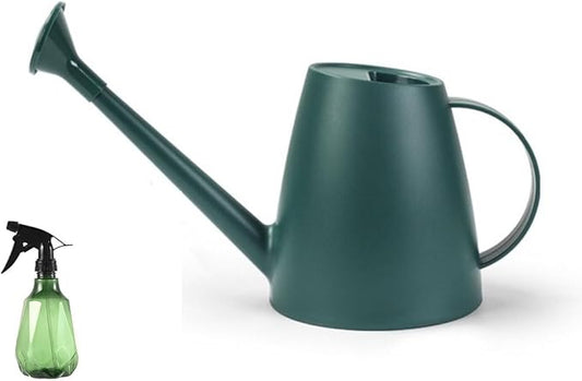 Indoor Plant Watering can, Outdoor Garden Flower Small Watering can, Outdoor Plant Long Spray Bottle 1.8L 1/2 Gallon, with a complimentary 11.8-Ounce Spray Bottle (Dark Green)