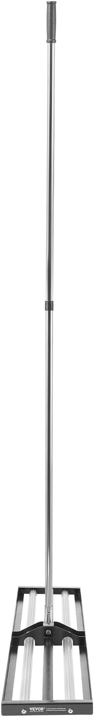 VEVOR Updated Lawn Leveling Rake with Roller, 48'' x 10" Stainless Steel Lawn Leveler with 83.9'' Adjustable Handle, Heavy Duty Yard Leveling Rake, Effort Saving Lawn Leveling Tool for Yard Golf Court