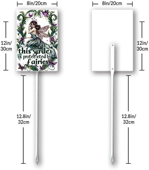 Uptell This Garden is Protected By Fairies Yard Signs with Stakes Aluminum Sign for House/Front Door Outdoor Decoration,Weather Resistant 8x12 Inch