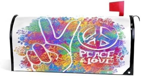 ALAZA Retro Hippie Symbol Love Peace Magnetic Mailbox Cover MailWraps Garden Yard Home Decor for Outside Standard Size-18"x 20.8"