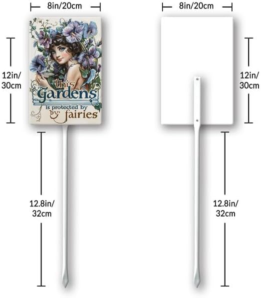 Uptell This Garden is Protected By Fairies Yard Signs with Stakes Aluminum Sign for House/Front Door Outdoor Decoration,Weather Resistant 8x12 Inch