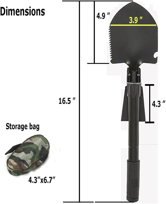 Folding Shovel with Carry Pouch Multitool Outdoor Folding Shovel