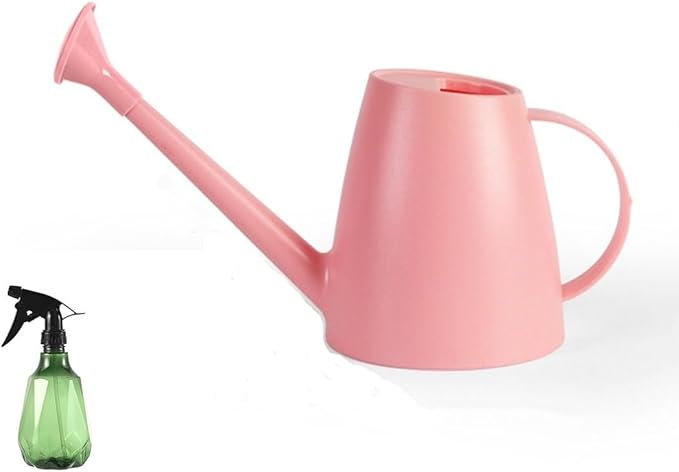 Indoor Plant Watering can, Outdoor Garden Flower Small Watering can, Outdoor Plant Long Spray Bottle 1.8L 1/2 Gallon, with a complimentary 11.8-Ounce Spray Bottle (Pink)