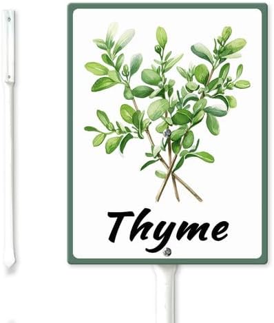 FemiaD Plant Label Signs Planted Herb Garden Markers Waterproof Aluminum Plant Stake Tags Thyme Sign for Nursery Indoor Outdoor Garden Decoration 7x8.8inch