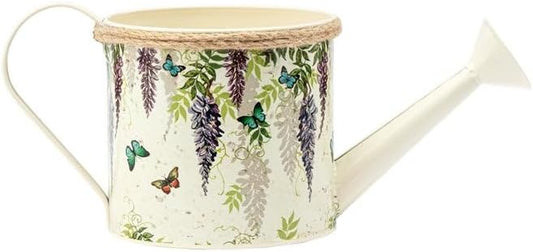 Napco Imports Indoor Outdoor Plant Succulent Herb Flower Pot 5 Inch Metal Wisteria Watering Can