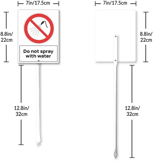 Do Not Spray With Water Yard Sign with 12.8Inch Metal Stake, 7" x 8.8", Rustproof Aluminum Sign Garden Sign Lawn Art, Set of 1