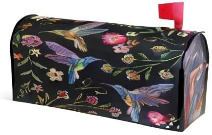 WOOR Hummingbirds and Exotic Flowers Magnetic Mailbox Cover Oversized for Garden Yard Outdoor Decorations-20.8" x 25.5"