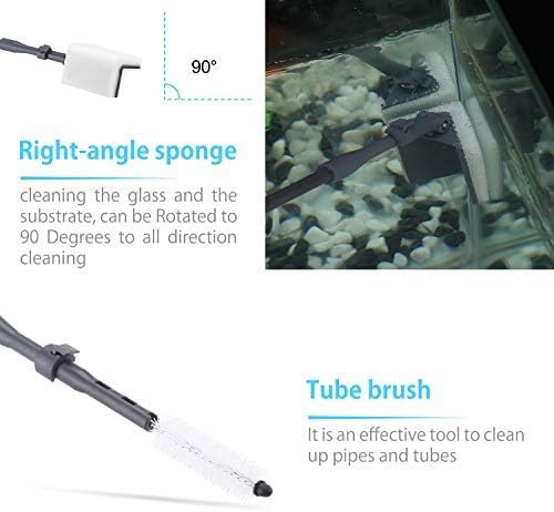 Carefree Fish 6IN1 Aquarium Cleaning Tools Long Handle Adjustable Length 20~36Inches Fish Tank Cleaner Kit Algae Scraper Scrubber Brushes Set
