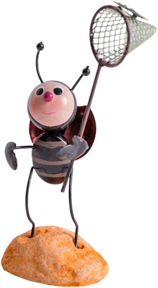 Creative Fairy Tail World Ant Ladybug Figurine Statue, Room Office Desk Outdoor Fence Lawn Ornaments Garden Decoration Figure Help Relax Collection Bedroom Healing Heart Good Mood -Net Bag Ladybug