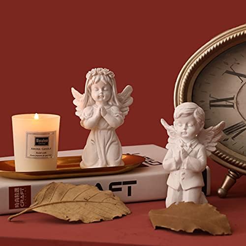 Asng Cherubs Angels Resin Garden Statue Figurine, Adorable Angel Sculpture Memorial Statue, Indoor Outdoor Home Garden Decoration (Boy and Girl)