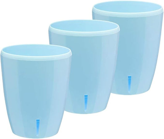 Santino 4.9 Inch ORCHIDEA Self Watering Pots for Orchids in Blue (Set of 3) - Decorative Wicking Planter with w/Great Aerification, Drainage and Water Level Indicator