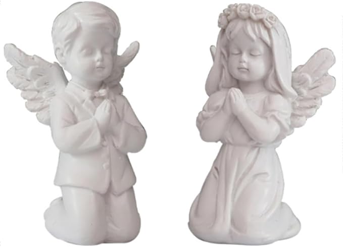 Asng Cherubs Angels Resin Garden Statue Figurine, Adorable Angel Sculpture Memorial Statue, Indoor Outdoor Home Garden Decoration (Boy and Girl)