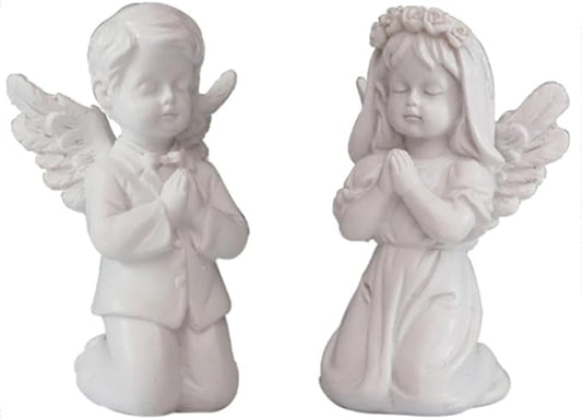 Asng Cherubs Angels Resin Garden Statue Figurine, Adorable Angel Sculpture Memorial Statue, Indoor Outdoor Home Garden Decoration (Boy and Girl)