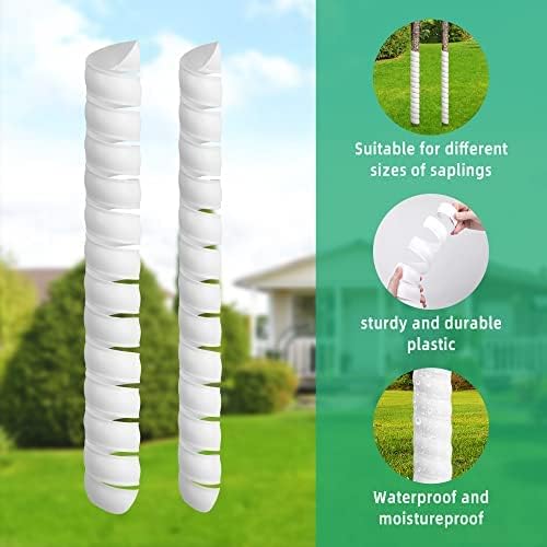 Watayo 6 Pcs Tree Trunk Protector- 2 Size Tree Wraps to Protect Bark- Plastic Spiral Tree Guard- Tree Bark Protector Tube Wraps to Protect Saplings Plants from Deer Rabbit Cats Rodents Mowers