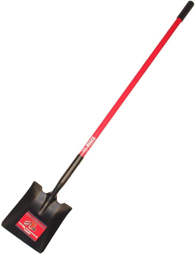 Bully Tools 32525 14-Gauge Square Point Shovel with Fiberglass Handle (Long Handle)