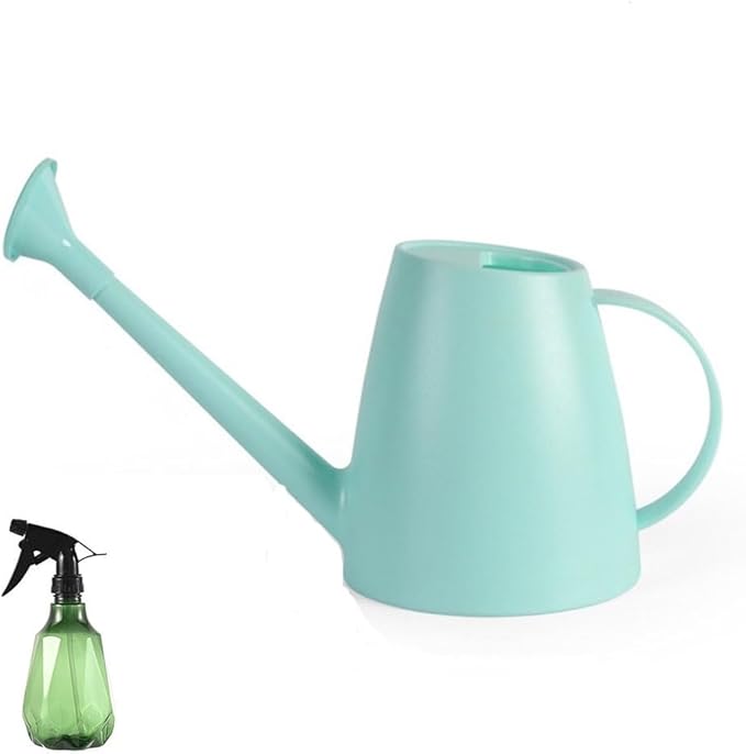 Indoor Plant Watering can, Outdoor Garden Flower Small Watering can, Outdoor Plant Long Spray Bottle 1.8L 1/2 Gallon, with a complimentary 11.8-Ounce Spray Bottle (Blue)