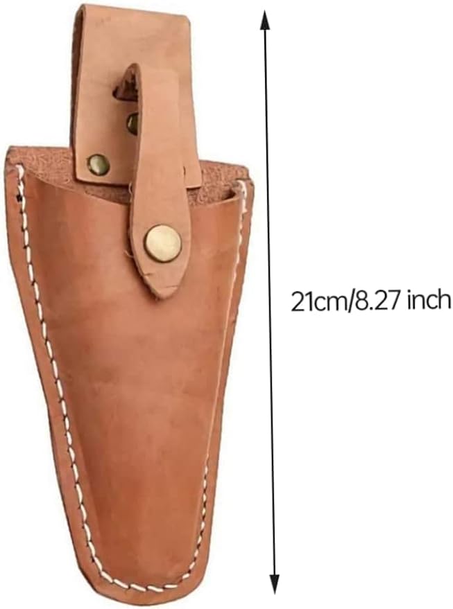 Leather Sheath for Scissors, 1Pack Leather Sheath Tool Holsters, Garden Pruner Sheath, Belt Holder Pouch Bag, Protective Leather Cover, Leather Hand Pruner Sheath for Garden Pliers with Snap