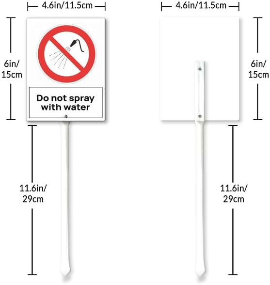 Do Not Spray With Water Yard Sign with 11.6Inch Metal Stake, 4.6" x 6", Rustproof Aluminum Sign Garden Sign Lawn Art, Set of 1