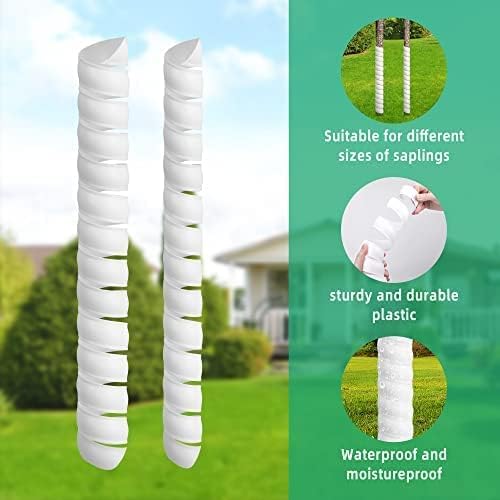 Watayo 8 Pcs Tree Trunk Protector- 2 Size Tree Wraps to Protect Bark- Plastic Spiral Tree Guard- Tree Bark Protector Tube Wraps to Protect Saplings Plants from Deer Rabbit Cats Rodents Mowers