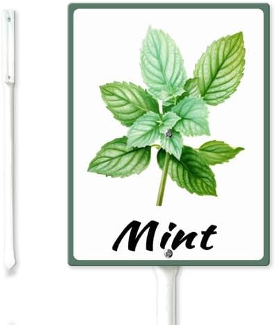 FemiaD Plant Label Signs Planted Herb Garden Markers Waterproof Aluminum Plant Stake Tags Mint Sign for Nursery Indoor Outdoor Garden Decoration 8x12inch