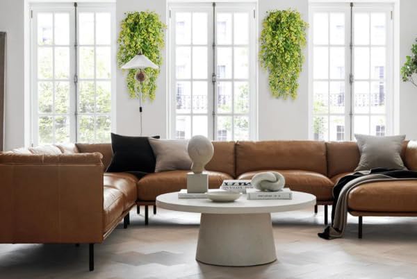 RECUTMS 4 Pack Artificial Plants Artificial Hanging Plants Faux Eucalyptus Leaf Greenery Fake Hanging Eucalyptus Plant for Wall House Room Patio Indoor Outdoor Home Shelf Office Decor (Yellow)