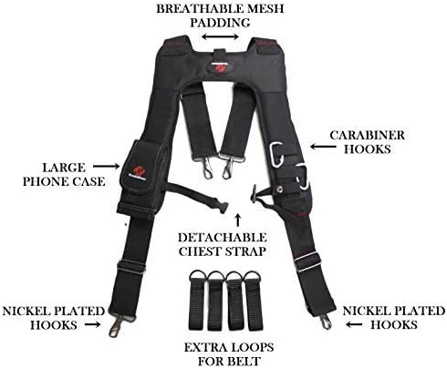 TradeGear Electrician’s 4-Point Suspender Harness – Designed for Comfort & Durability – Ideal for All Electrician Tools