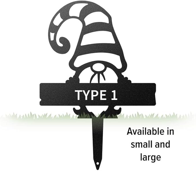 RealSteel Customizable Gnome Seed & Plant Markers – Durable Metal Garden Stakes for Herbs, Fruits & Vegetables – Weatherproof Tags for Farmhouse & Greenhouse Décor (Type 1, Small)