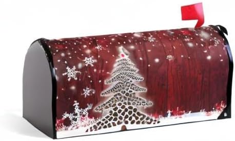 ALAZA Red Christmas Tree Magnetic Magnetic Mailbox Cover with Snowflakes Standard Size for Garden Yard Outdoor Decorations-18 x 20.8"