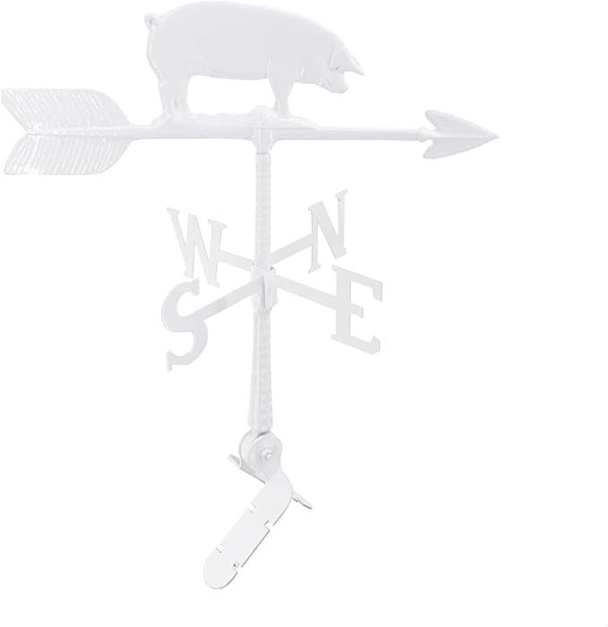 Montague Metal Products - Weathervane - Cast Aluminum Weathervane -Includes Roof Mount - 6 Colors Available (Pig, White)