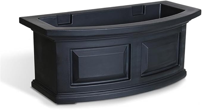 Pemberly Row Modern 2ft Traditional Plastic Window Box in Black