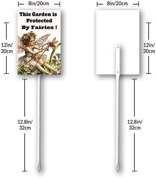 Uptell This Garden is Protected By Fairies Yard Signs with Stakes Aluminum Sign for House/Front Door Outdoor Decoration,Weather Resistant 8x12 Inch