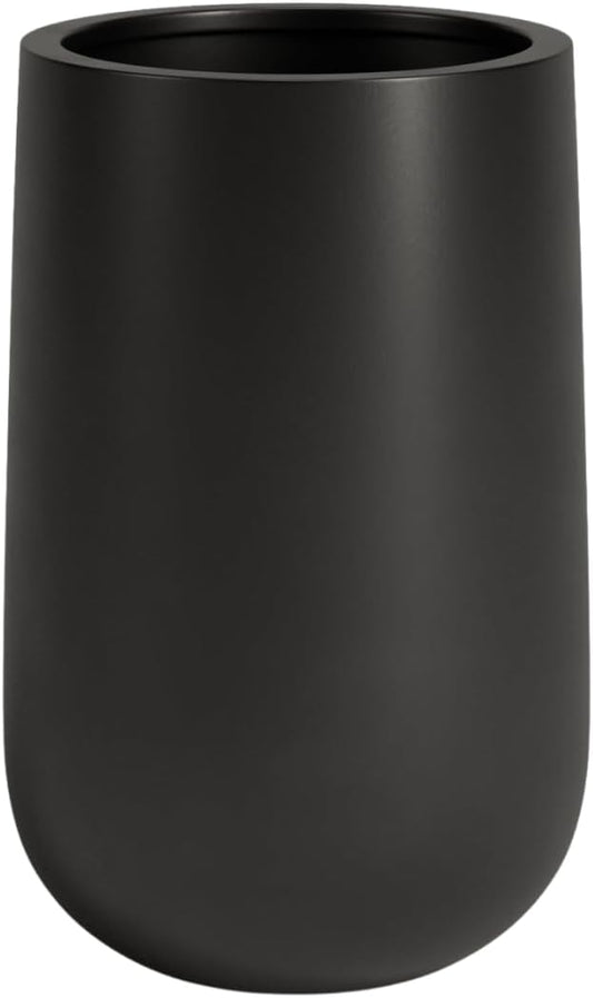 DTY Signature Mount Princeton Tall Planter - Medium Black 19.9 Inch Height Modern Indoor & Outdoor Fiberstone Planter for Outdoor Plants