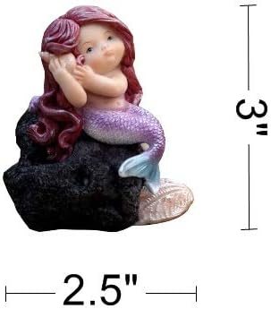Miniature Garden Mermaid Fairy Figurine- Listening Mermaid on Reef Statue