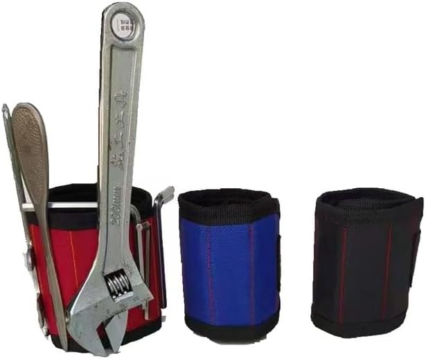 Best Gift for Men Vastar Magnetic Wristband, Tool Belt with 5 Powerful Magnets for Holding Screws, Nails, Bolts, Drill Bits, Fasteners, Scissors(BLACK)